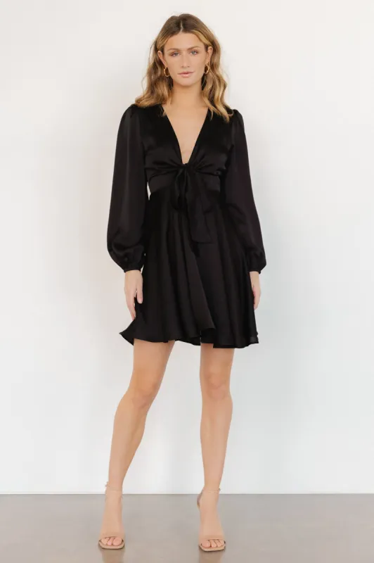 Woodbury Satin Mini Dress | Black sold by Baltic Born