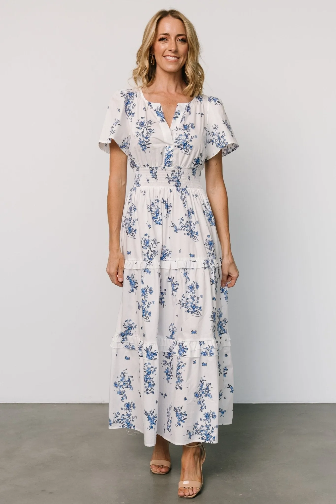 Kiana Poplin Maxi Dress | Off White + Blue sold by Baltic Born product image thumbnail 4