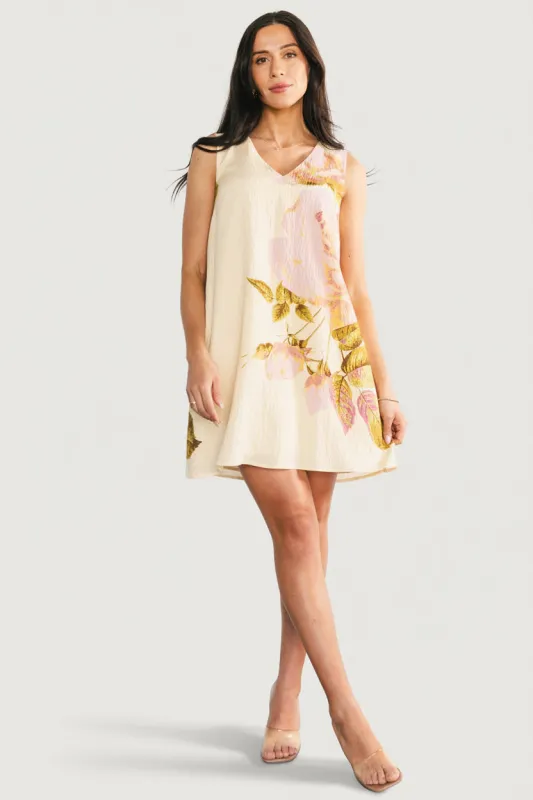 Beatriz Short Dress | Yellow + Pink Floral made by In February