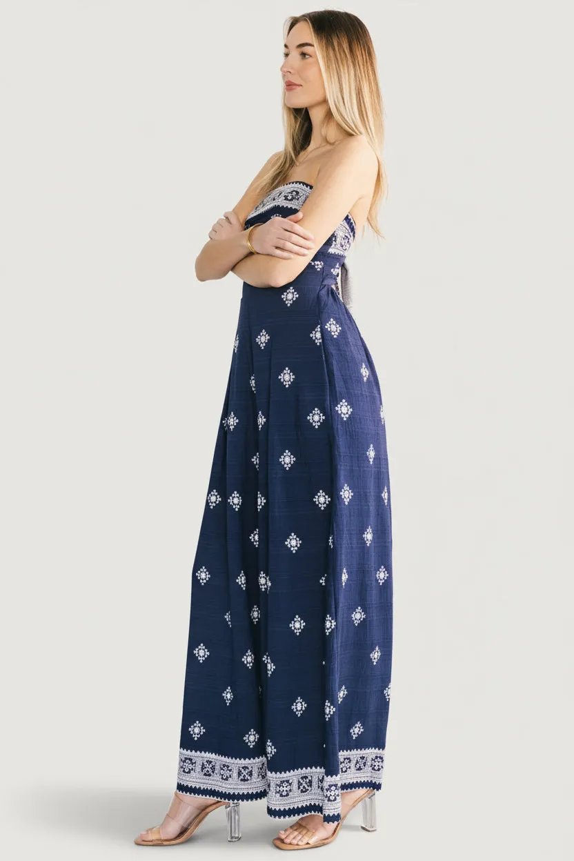Córdoba Strapless Jumpsuit | Navy Print sold by Baltic Born product image thumbnail 3