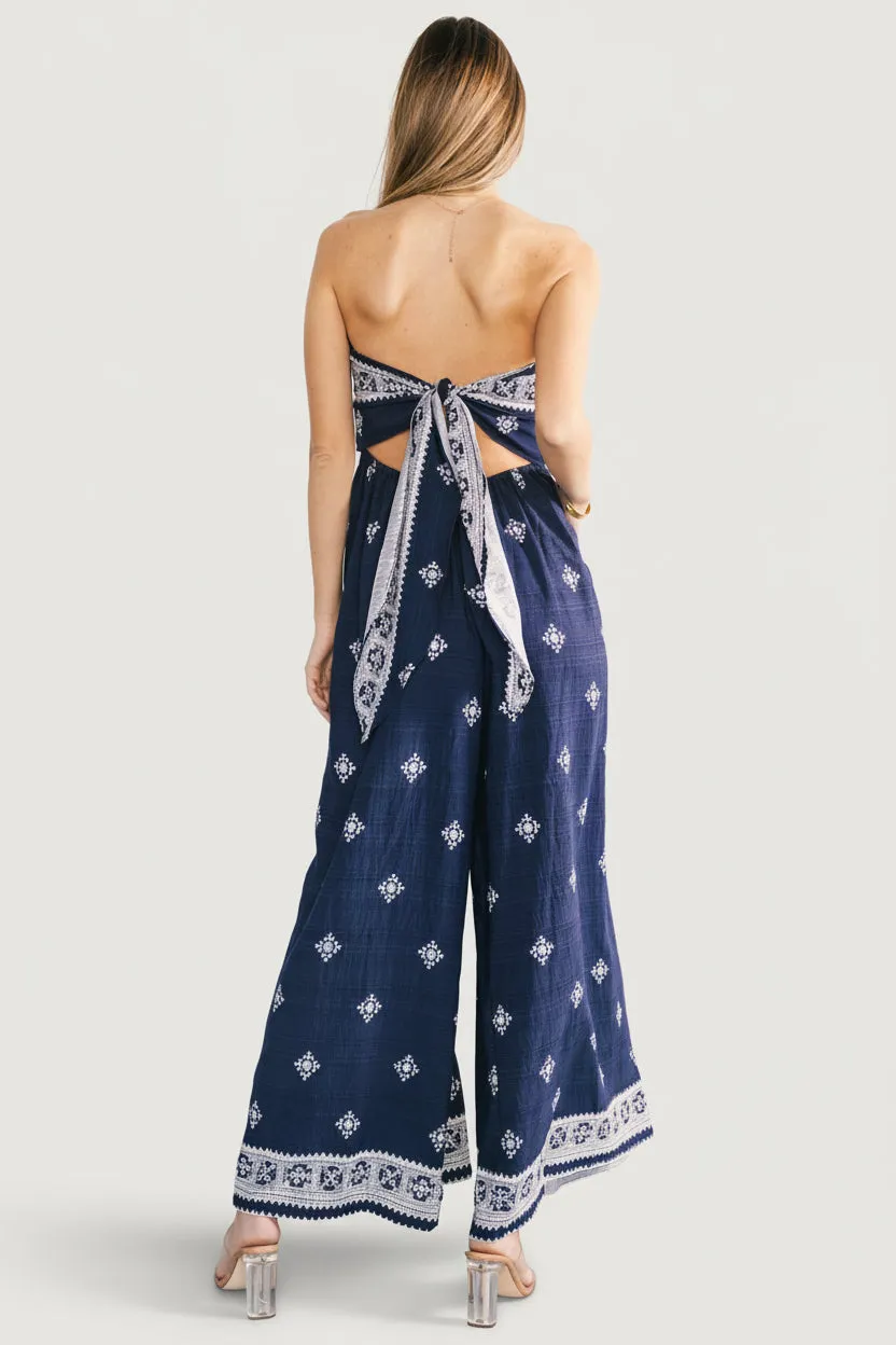 Córdoba Strapless Jumpsuit | Navy Print sold by Baltic Born product image thumbnail 4
