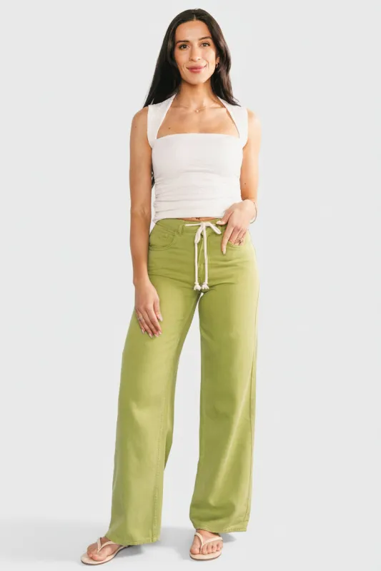 Mabel Mid Rise Soft Denim Pants | Green made by Baltic Born