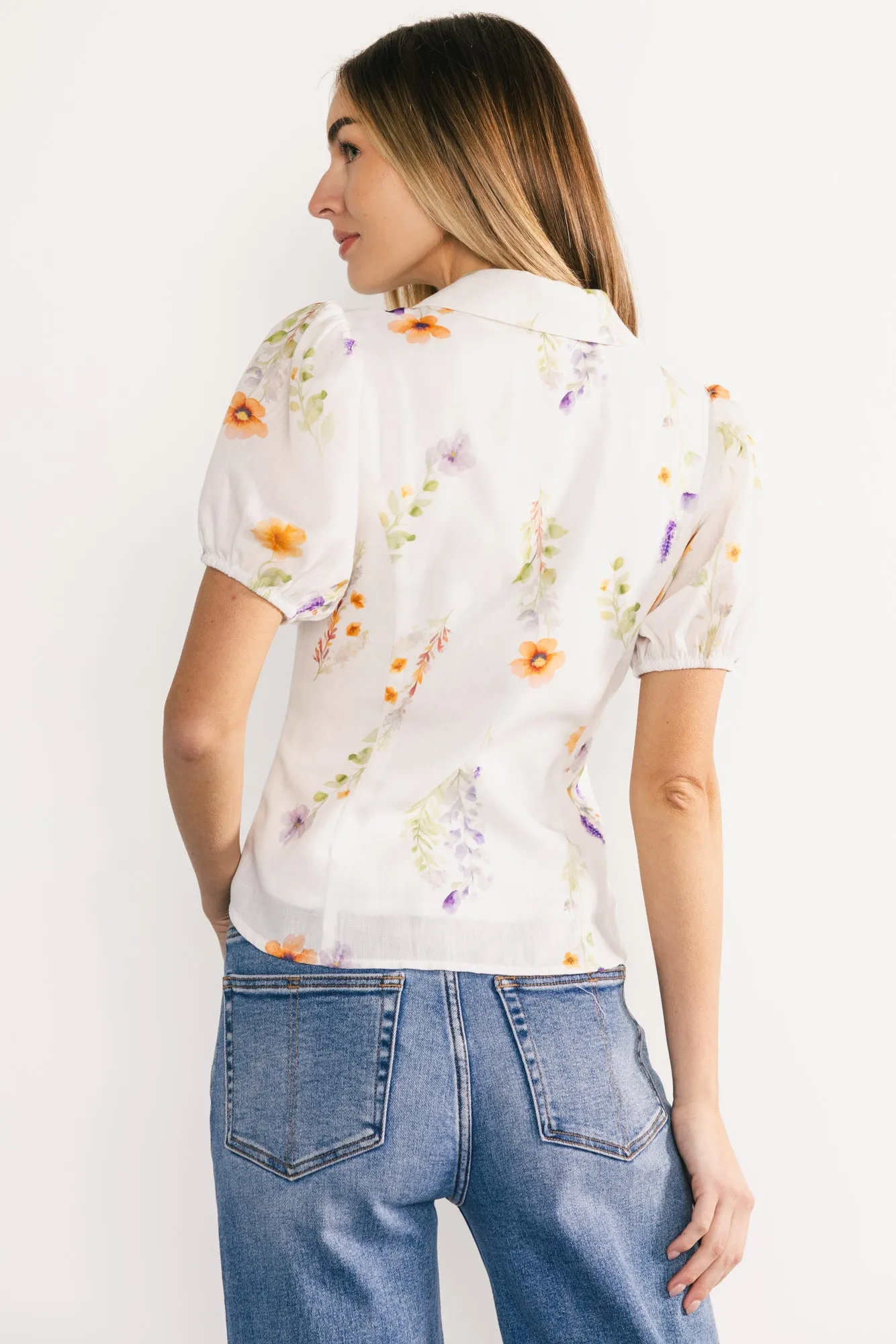 Fiona Button Up Blouse | Off White + Multi Floral sold by Baltic Born product image thumbnail 4