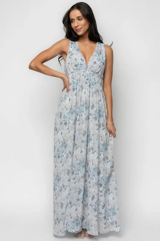 Imogen Maxi Dress | Light Blue Floral sold by Baltic Born