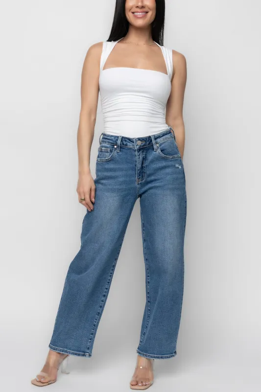Lumi High Rise Crop Barrel Jeans | Medium Wash sold by Baltic Born