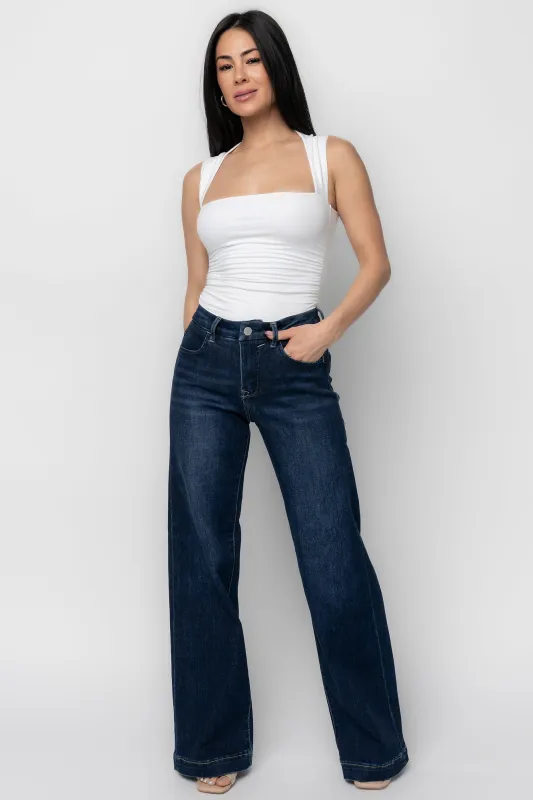 Charme Mid Rise Wide Leg Jeans | Dark Wash sold by Baltic Born