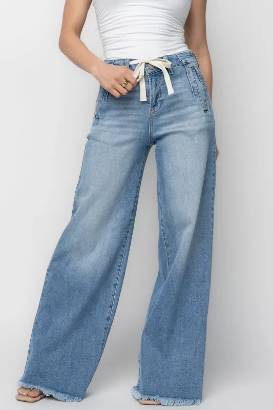 Jardin High Rise Wide Leg Jeans | Mid Wash sold by Baltic Born