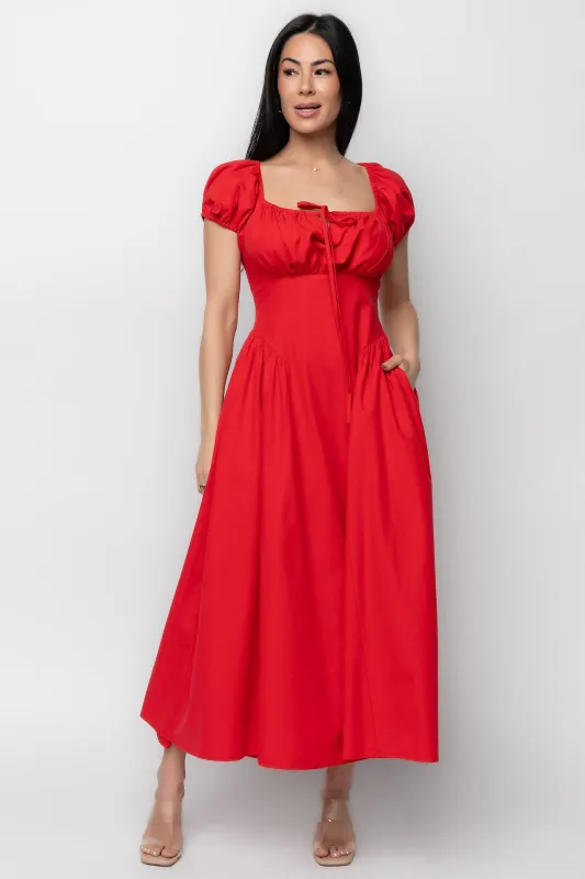 Havana Midi Dress | Red made by In February