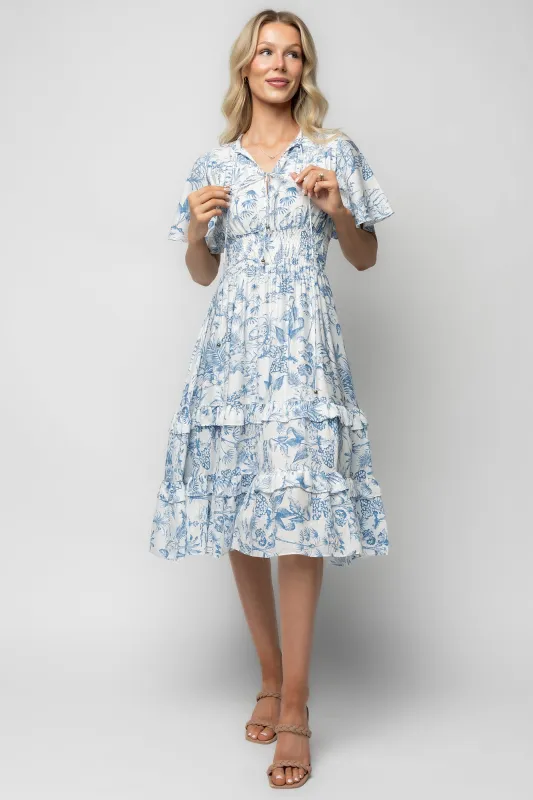Willow Boho Midi Dress | White + Blue made by Baltic Born