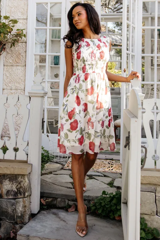 Clémence Smocked Short Dress | Rose Floral made by Polagram