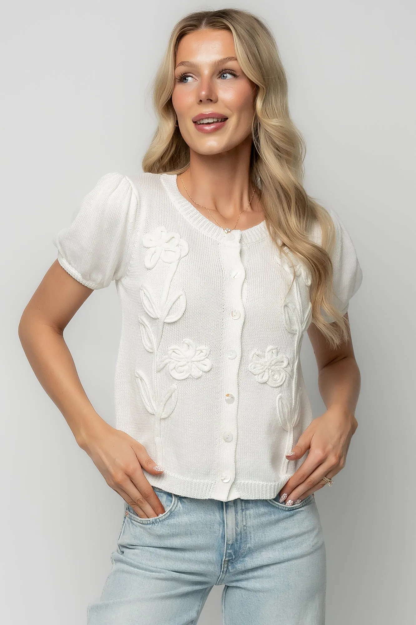 Eulalie Floral Cardigan | Off White sold by Baltic Born