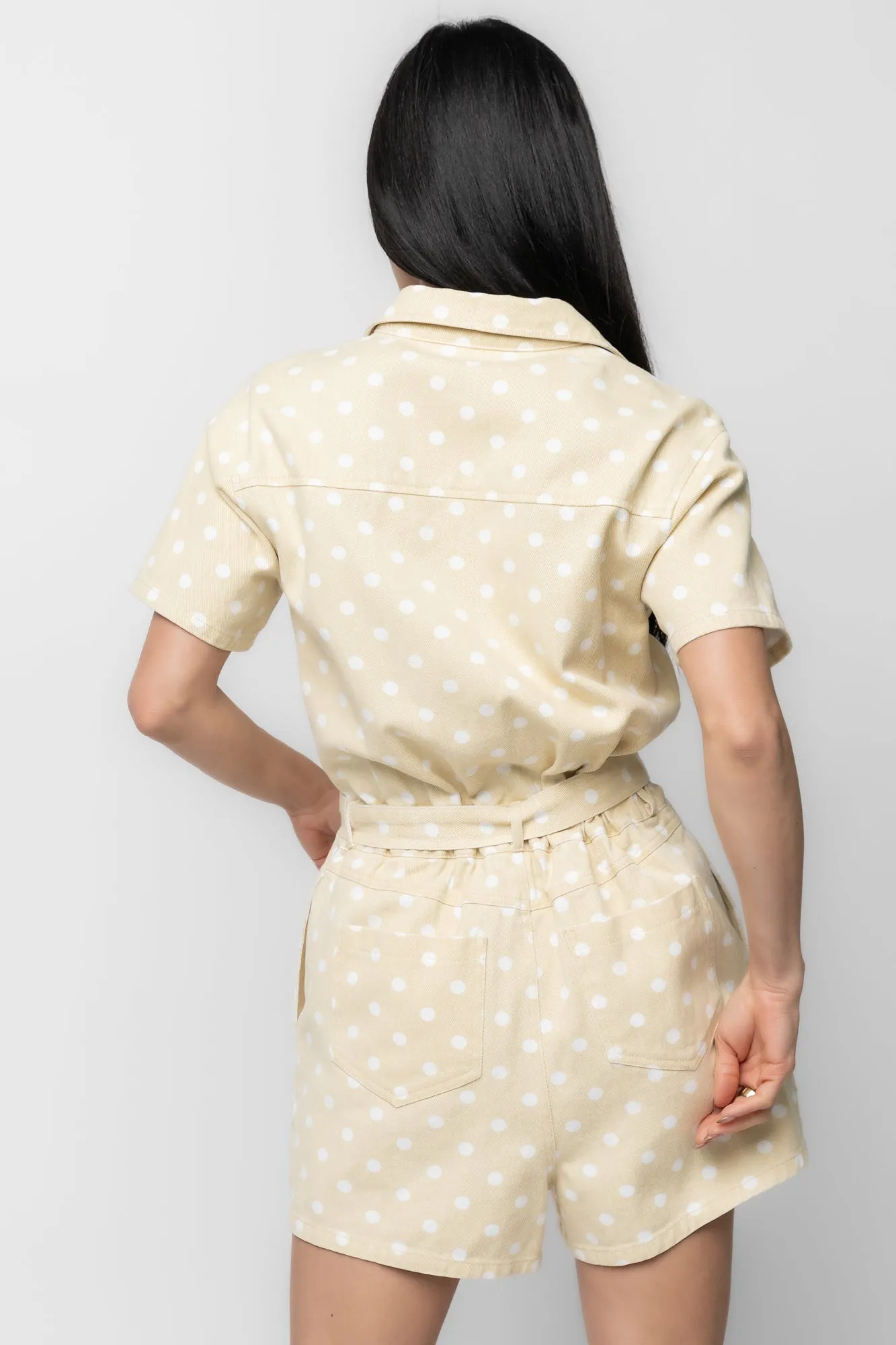 Korra Zip Up Romper | Light Yellow + White sold by Baltic Born product image thumbnail 4