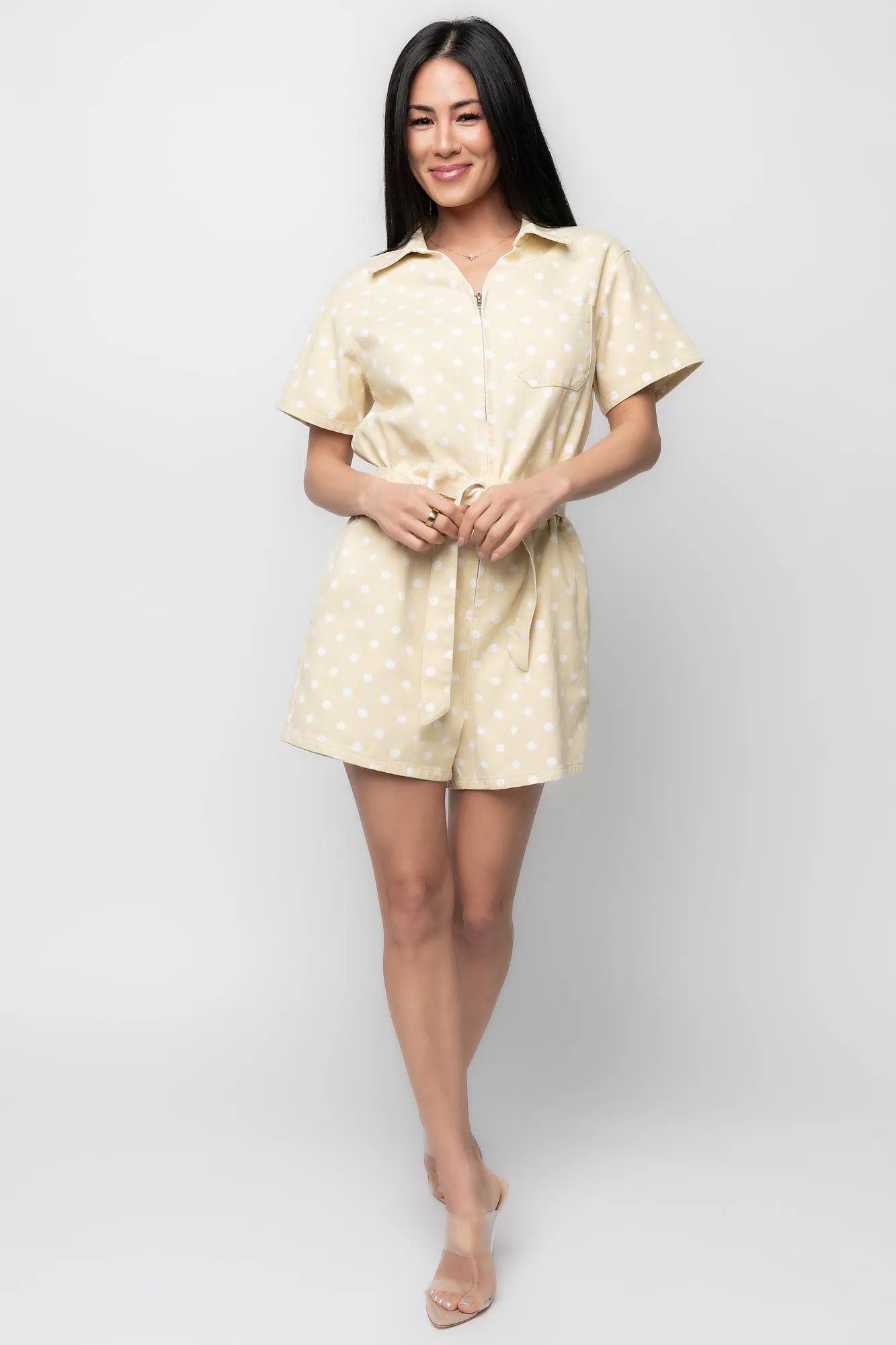 Korra Zip Up Romper | Light Yellow + White sold by Baltic Born product image thumbnail 5