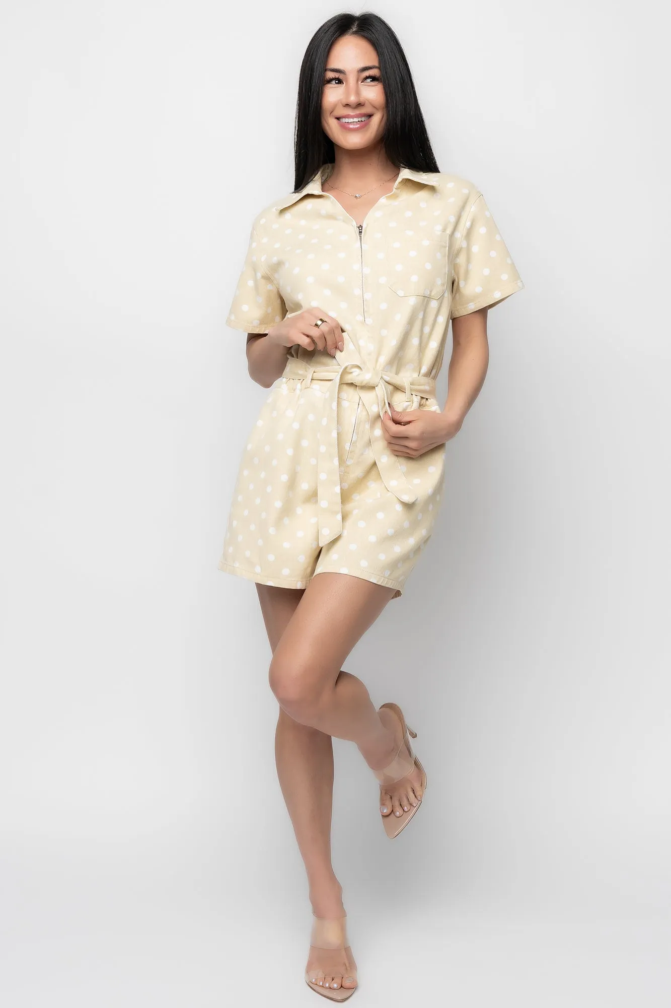 Korra Zip Up Romper | Light Yellow + White sold by Baltic Born