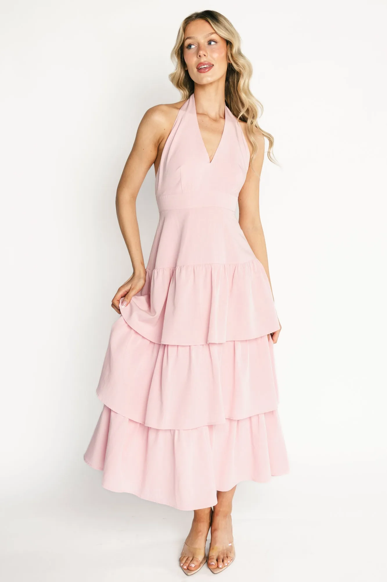 Savannah Tiered Maxi Dress | Light Pink sold by Baltic Born