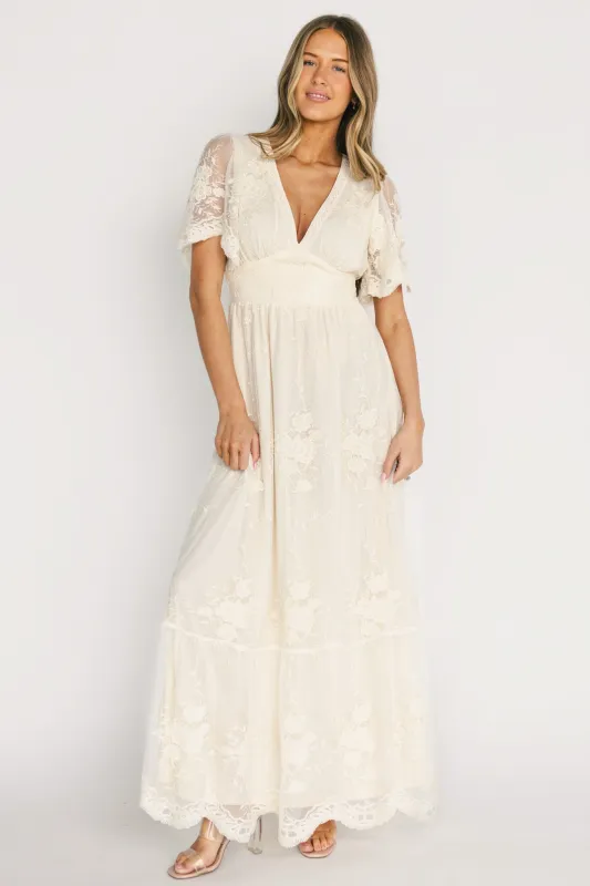 Rosalia Lace Maxi Dress | Vintage Cream made by Flying Tomato