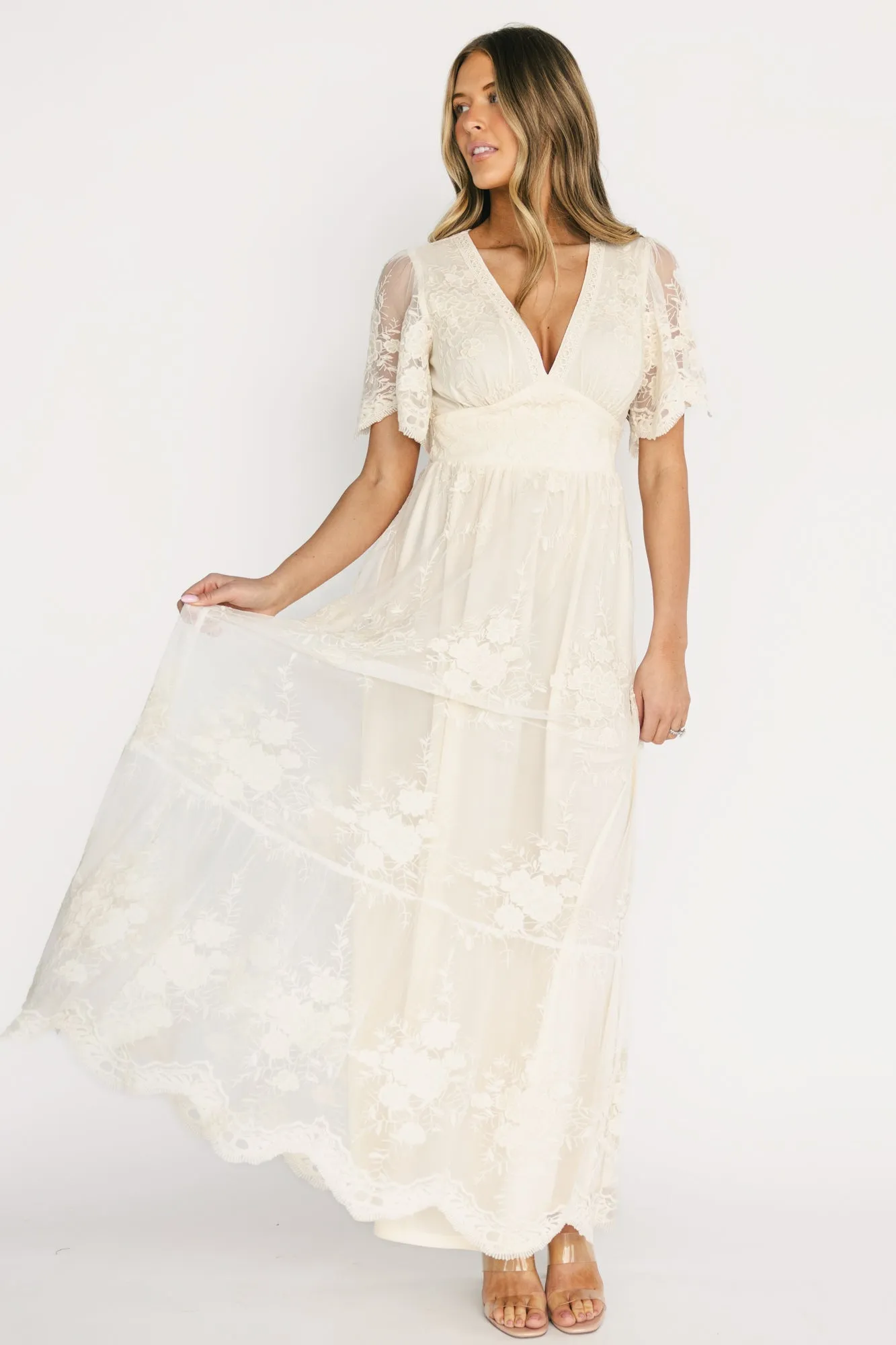 Rosalia Lace Maxi Dress | Vintage Cream sold by Baltic Born product image thumbnail 5