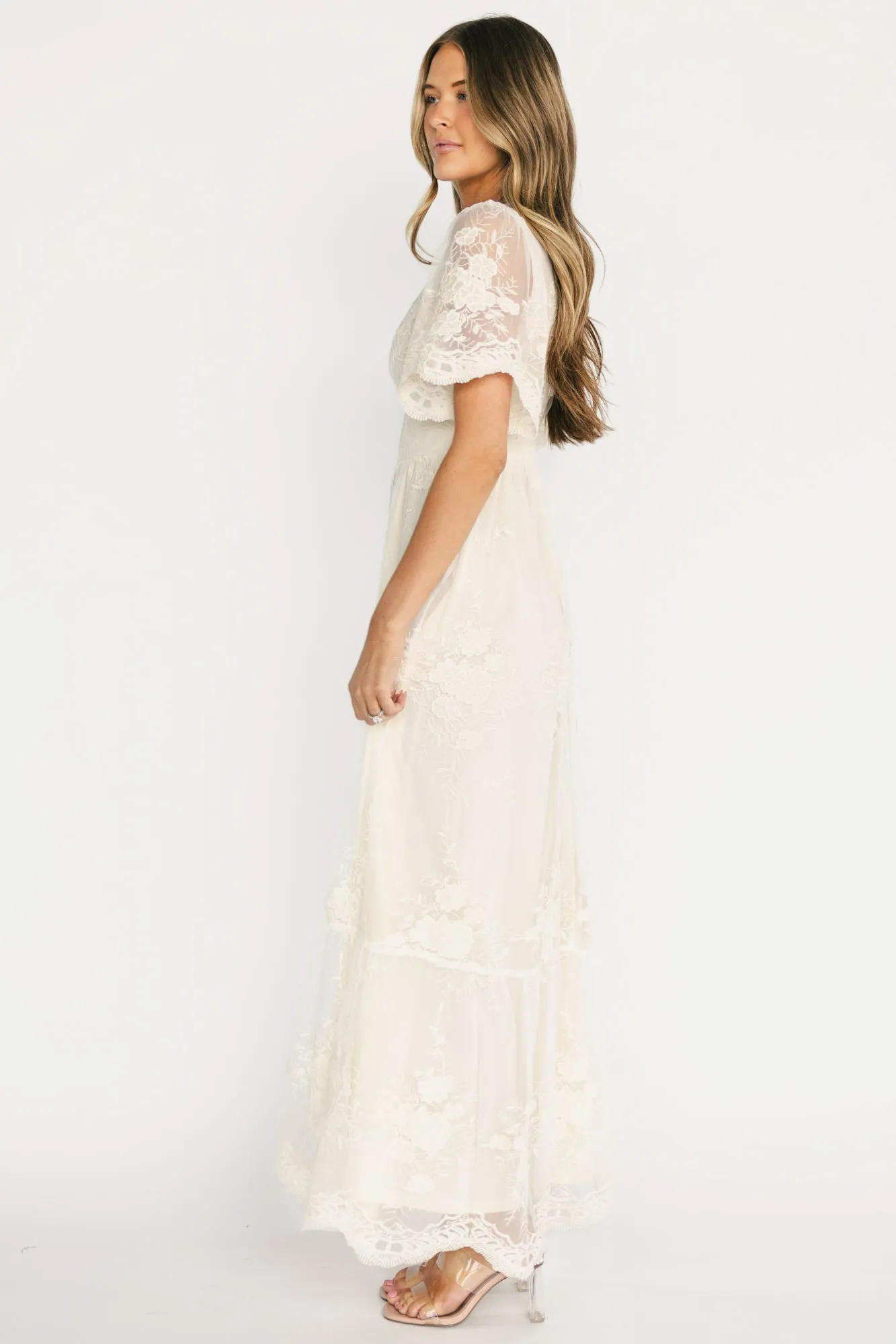 Rosalia Lace Maxi Dress | Vintage Cream sold by Baltic Born product image thumbnail 3