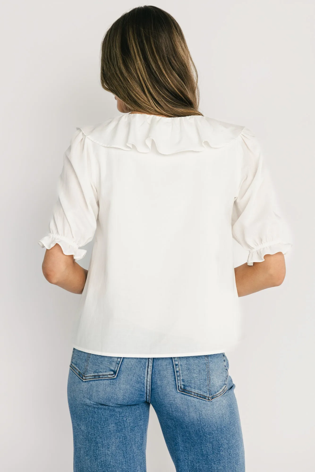 Daisy Ruffle Button Up Top | Off White sold by Baltic Born product image thumbnail 4