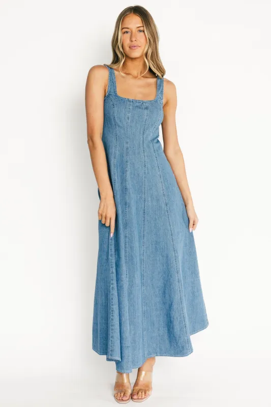 Annie Denim Maxi Dress | Blue made by Blue Blush