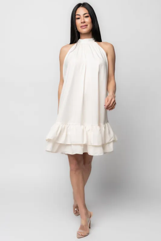 Lulu Ruffle Short Dress | Cream made by Blue Blush