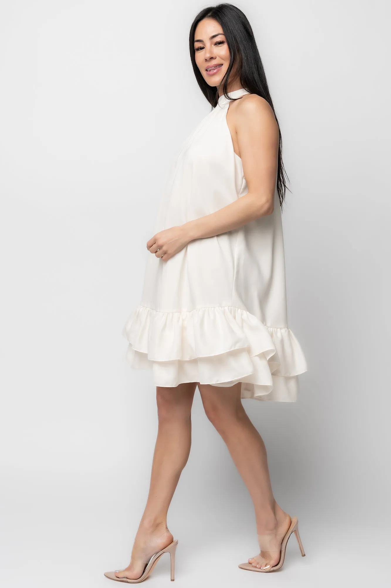 Lulu Ruffle Short Dress | Cream sold by Baltic Born product image thumbnail 3
