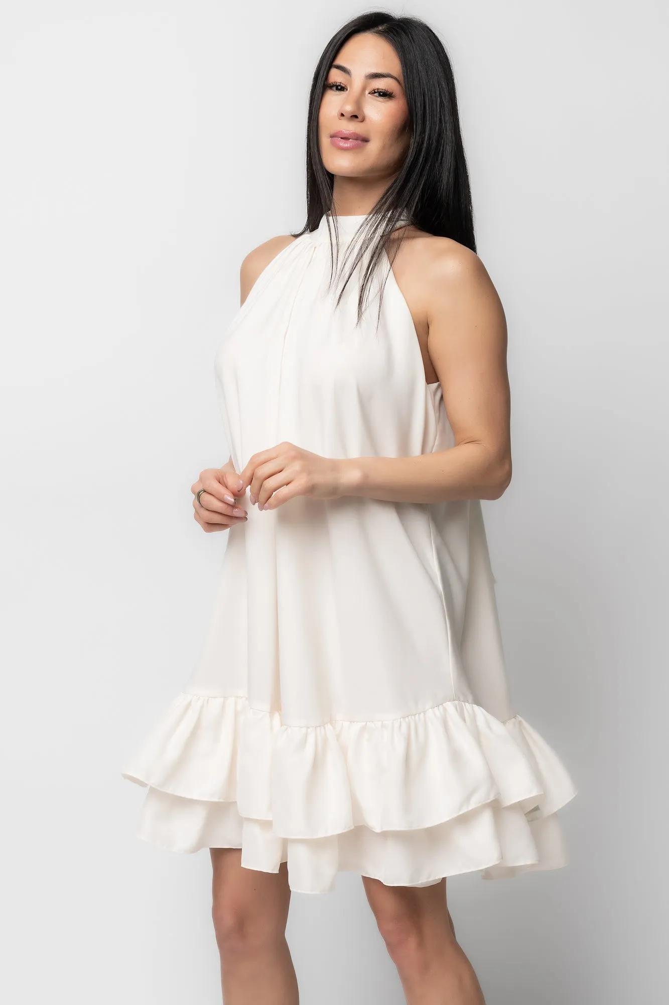 Lulu Ruffle Short Dress | Cream sold by Baltic Born product image thumbnail 5