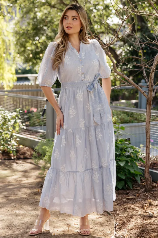 Marguerite Embroidered Dress | Light Blue made by Polagram