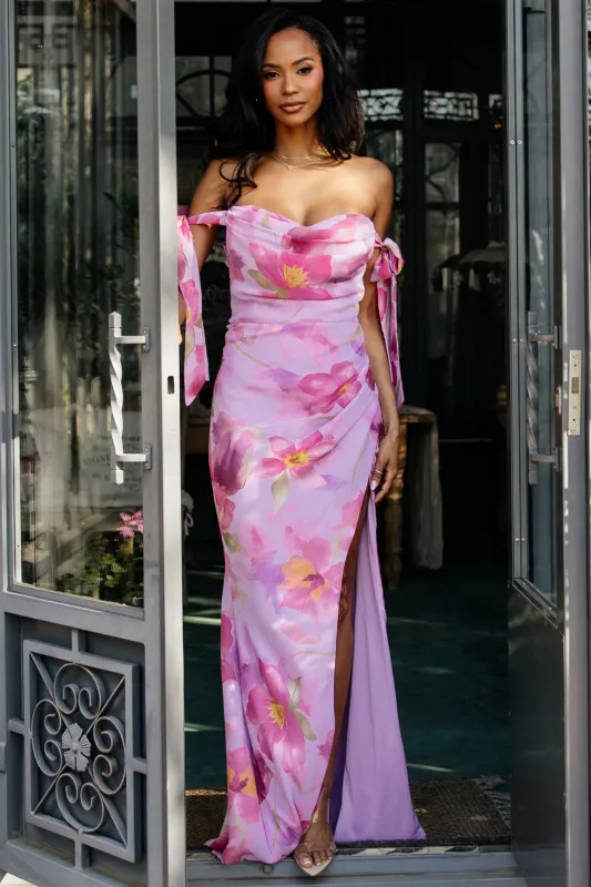 Allegra Off Shoulder Maxi Dress | Lavender Floral made by Baltic Born