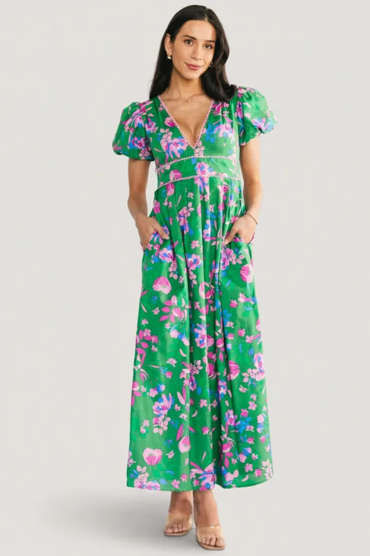 Anya Maxi Dress | Green Multi Print made by Sugarlips
