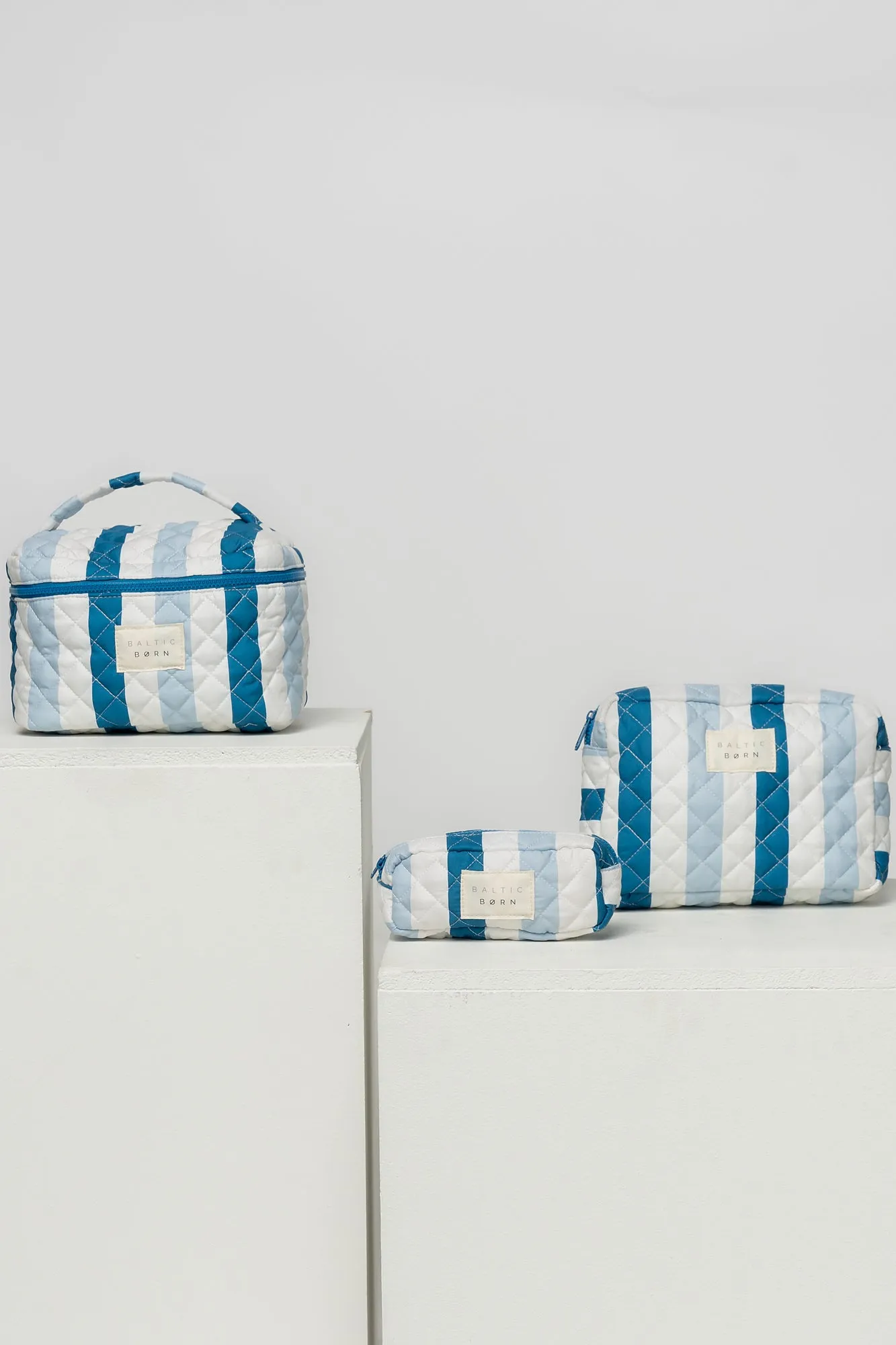 Kelani Quilted Cosmetic Bag Set | Blue Stripe sold by Baltic Born product image thumbnail 4
