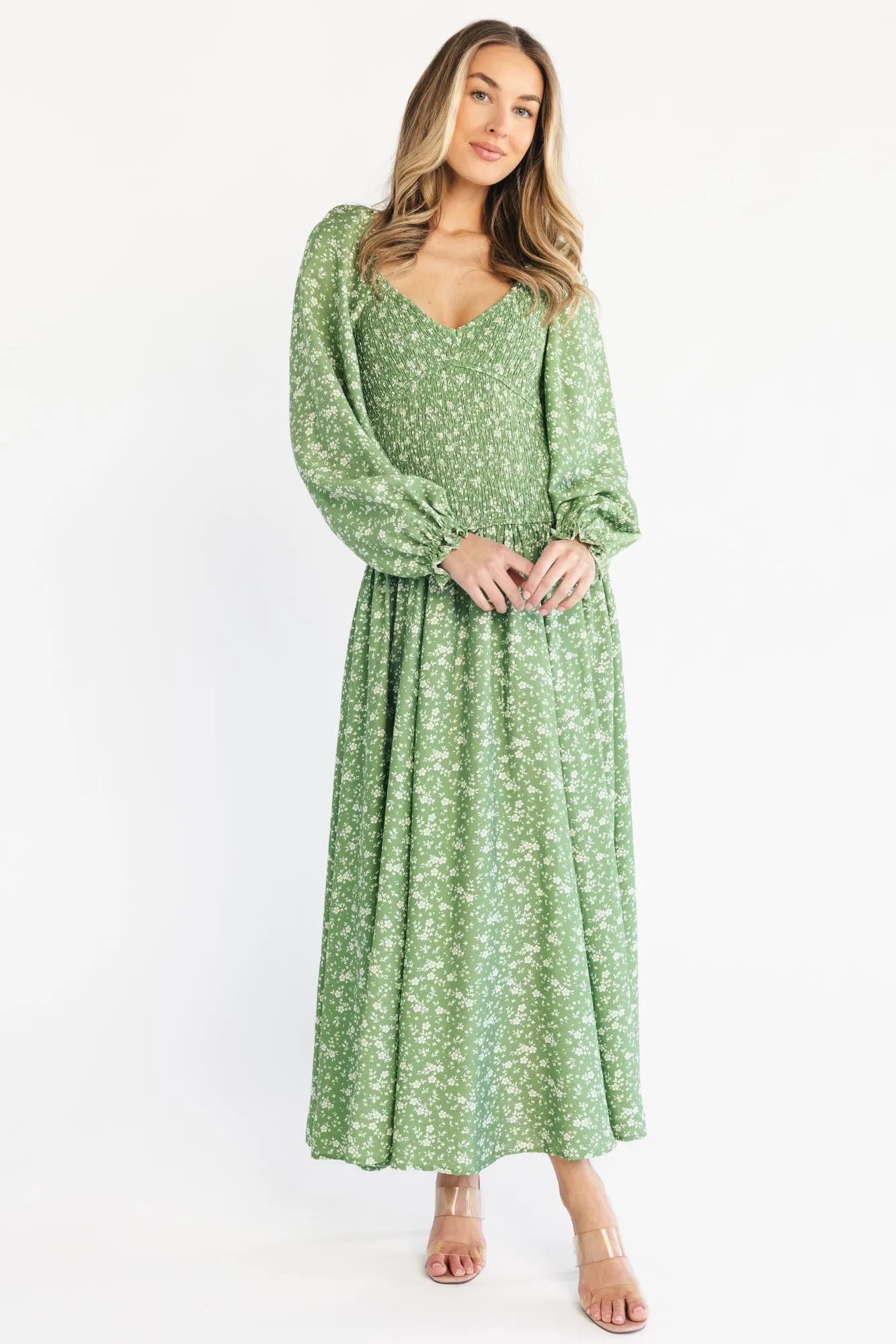 Bunny Maxi Dress | Green Floral sold by Baltic Born