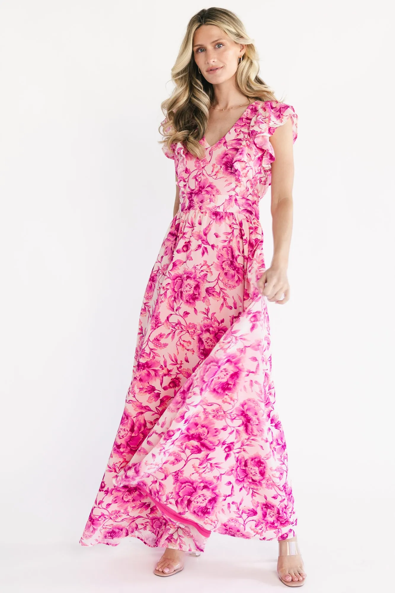 Margie Maxi Dress | Pink Floral sold by Baltic Born