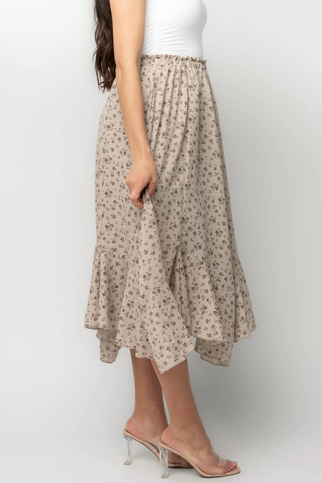 Wrenley Midi Skirt | Warm Taupe Floral sold by Baltic Born product image thumbnail 3