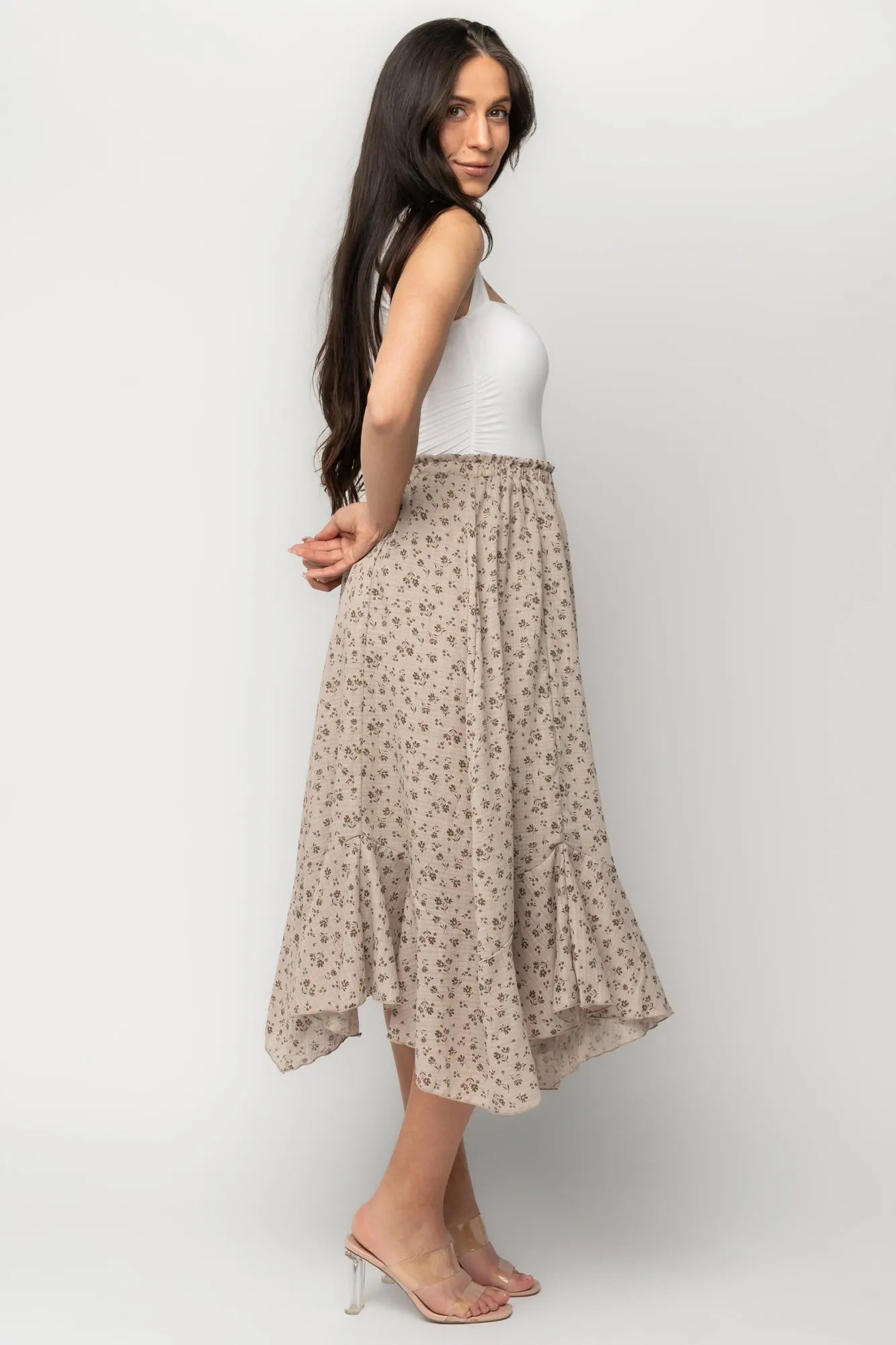 Wrenley Midi Skirt | Warm Taupe Floral sold by Baltic Born product image thumbnail 5