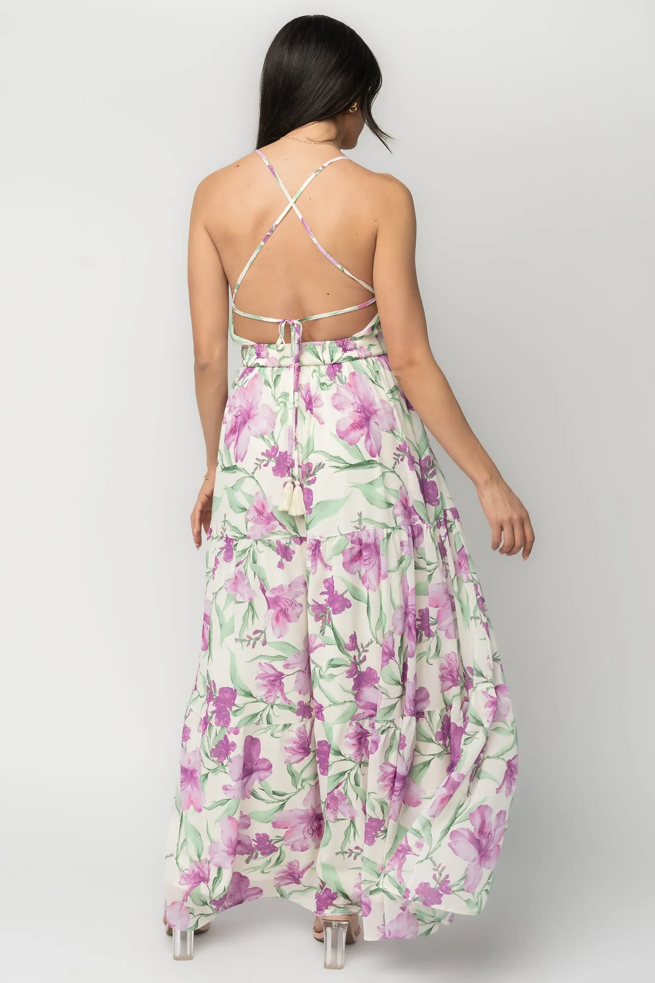 Lina Maxi Dress | Purple + White Floral sold by Baltic Born product image thumbnail 4