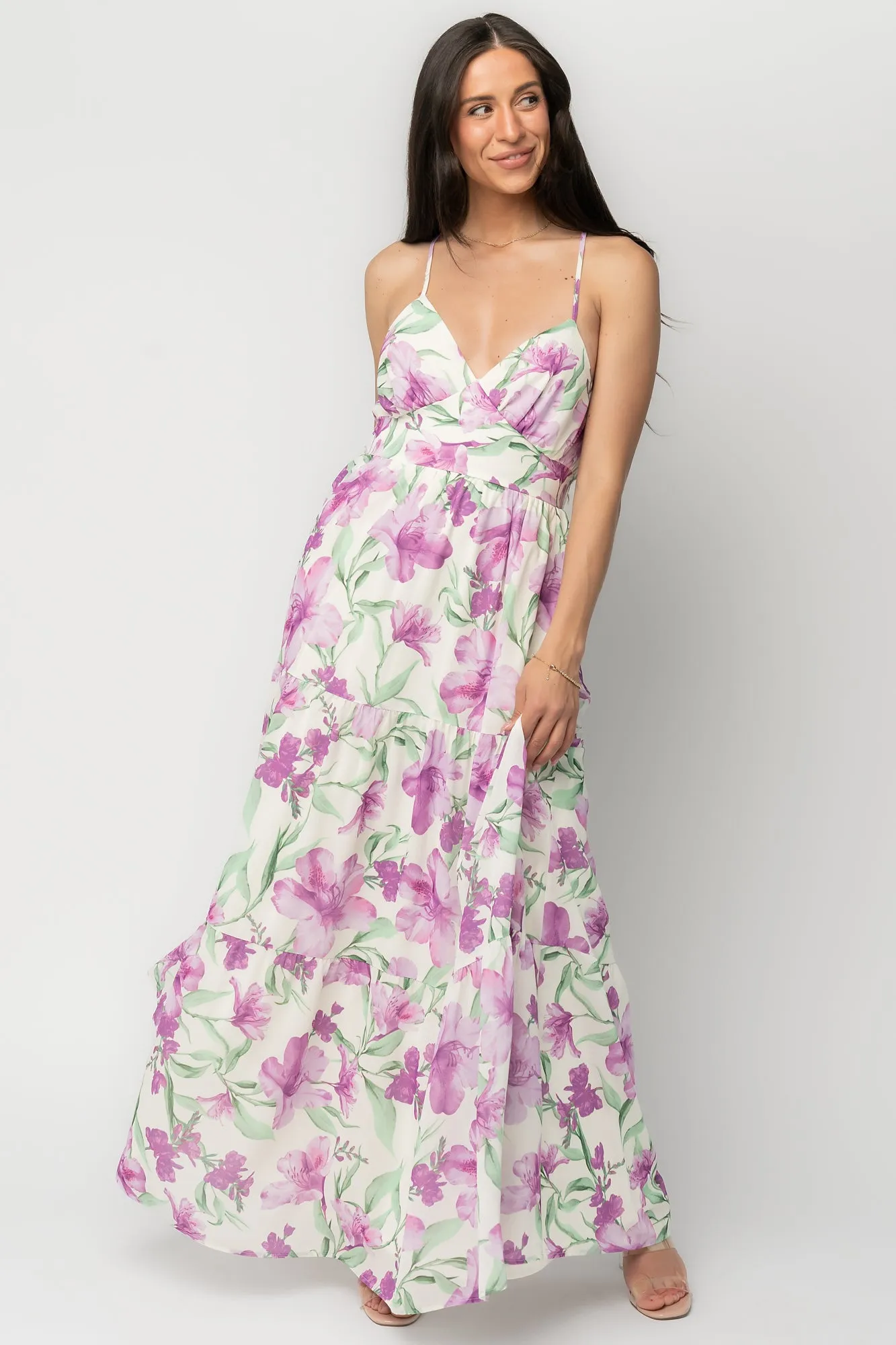Lina Maxi Dress | Purple + White Floral sold by Baltic Born product image thumbnail 5