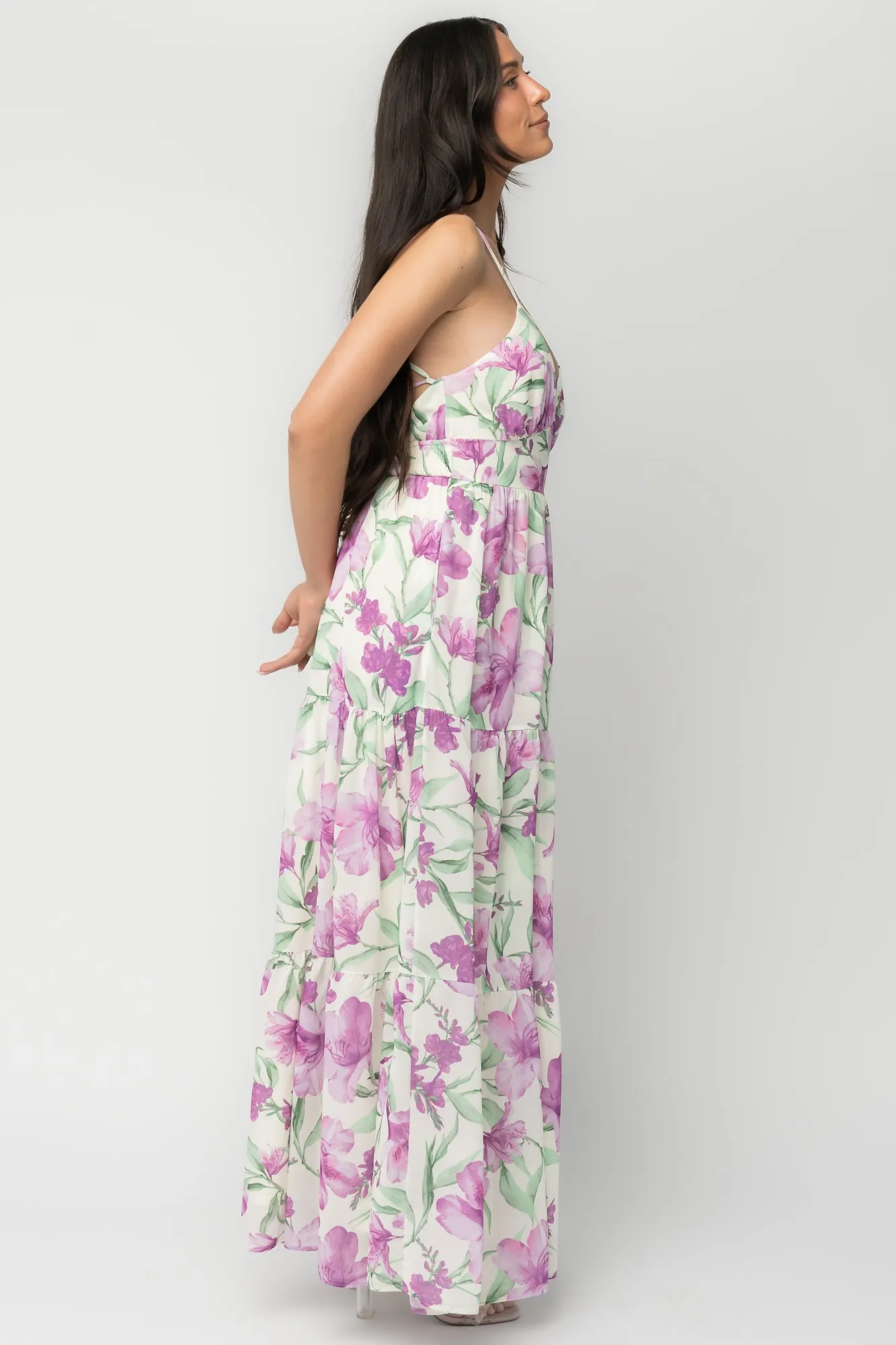 Lina Maxi Dress | Purple + White Floral sold by Baltic Born product image thumbnail 3