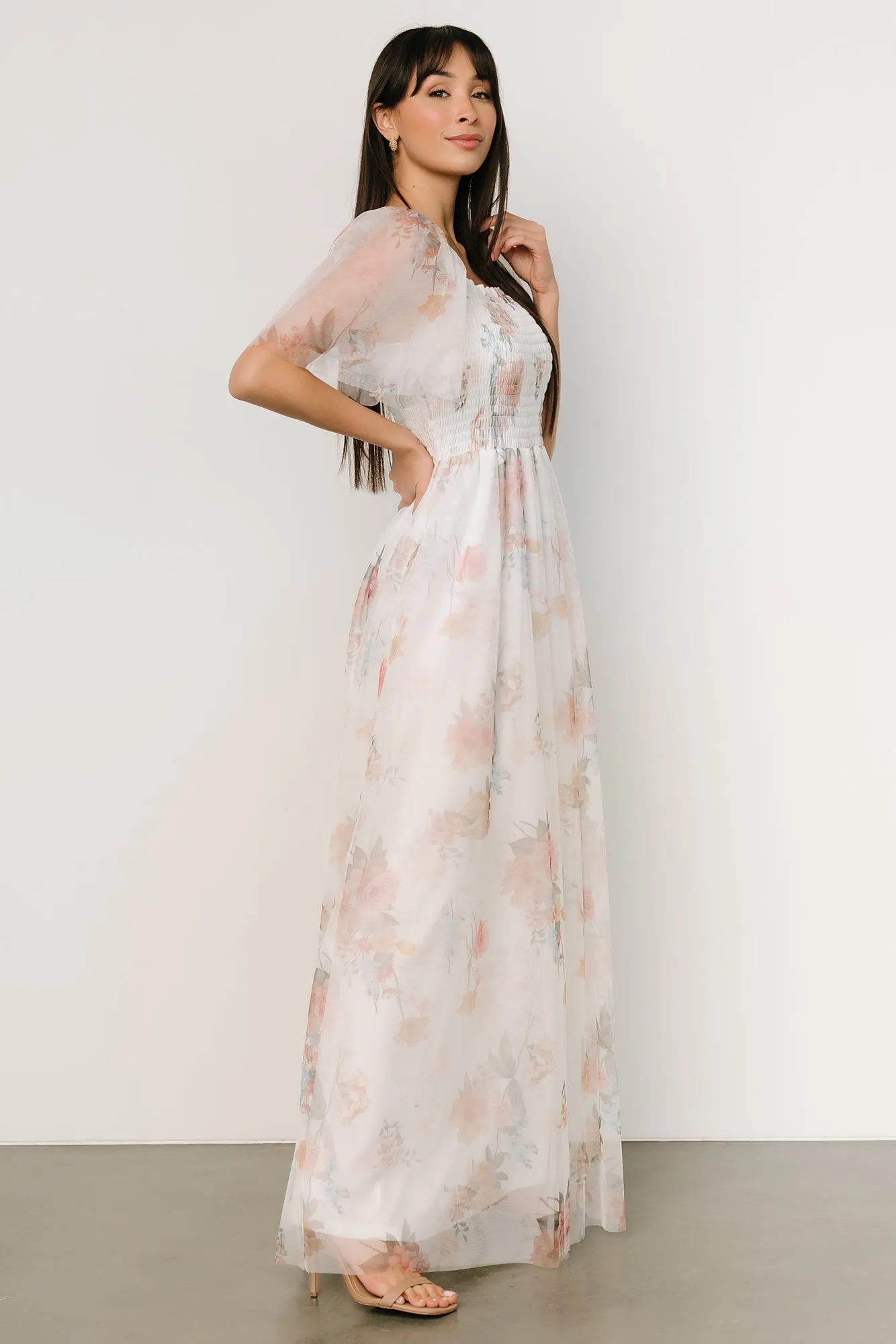 Cassandra Tulle Maxi Dress | White Multi sold by Baltic Born product image thumbnail 4