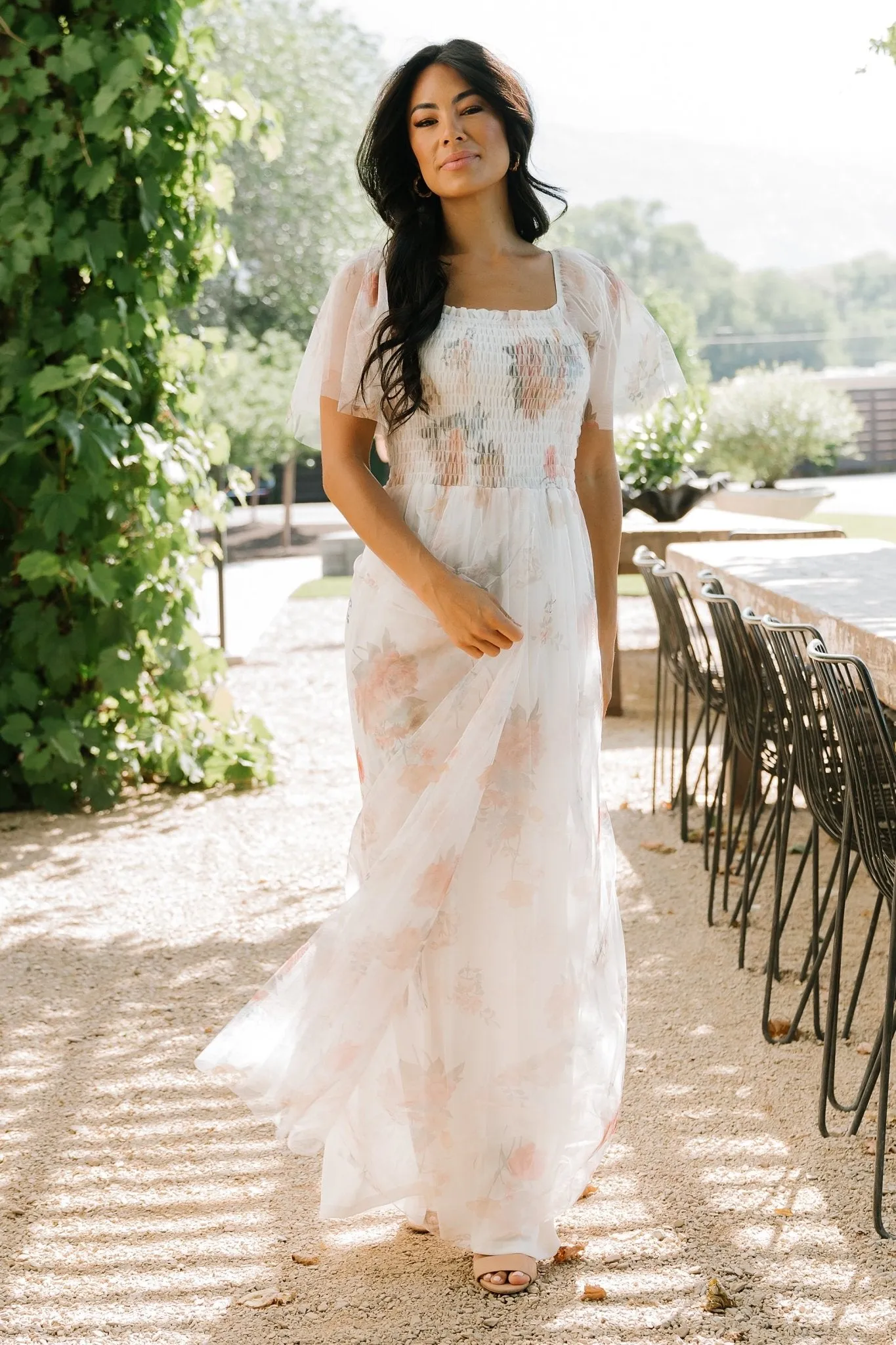 Cassandra Tulle Maxi Dress | White Multi sold by Baltic Born