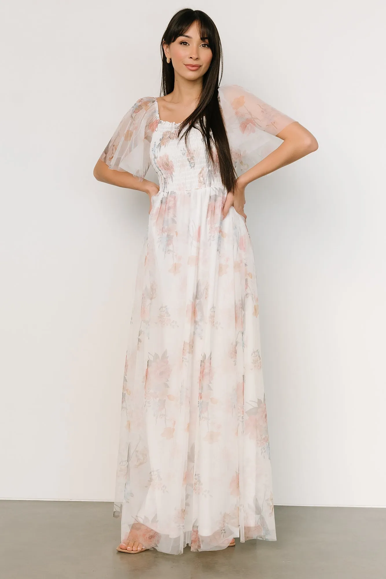 Cassandra Tulle Maxi Dress | White Multi sold by Baltic Born product image thumbnail 2