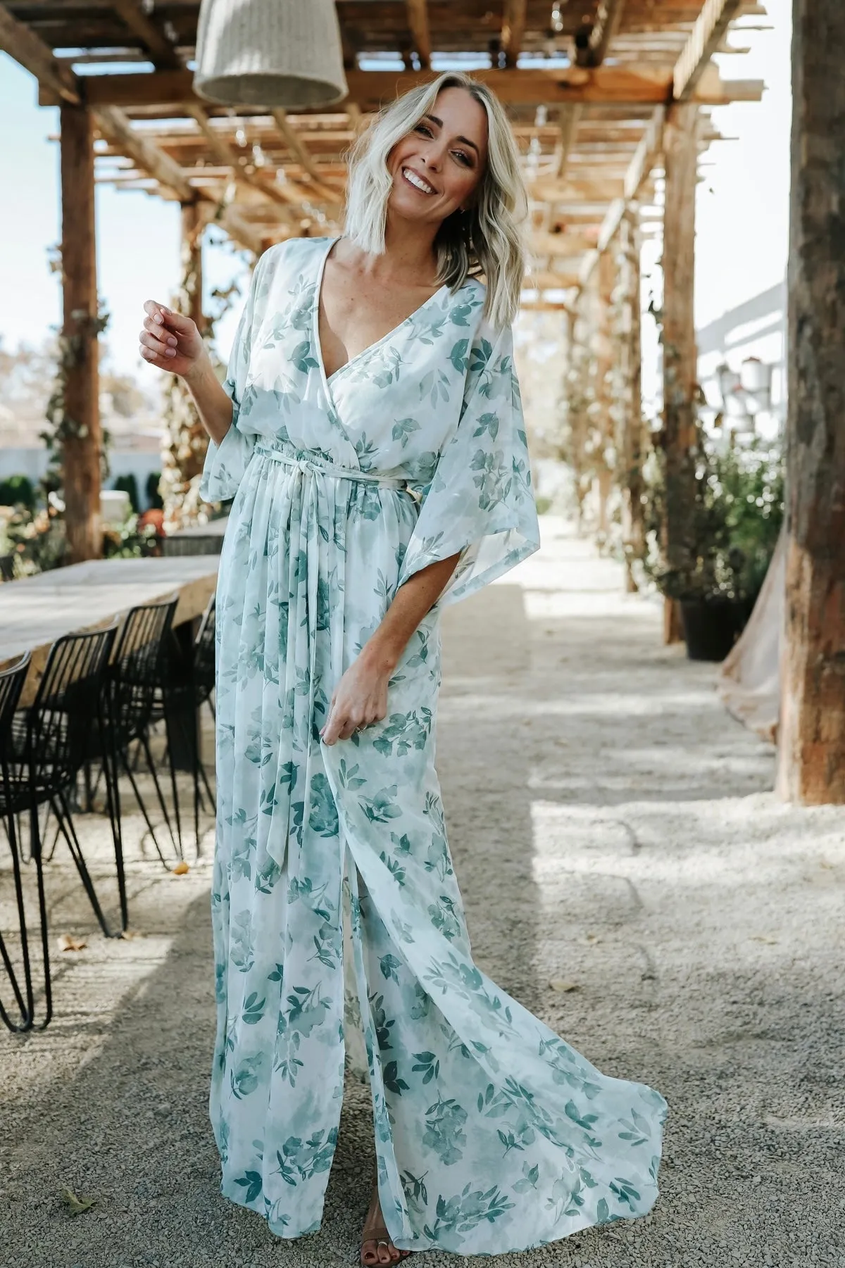 Kia Kimono Maxi Dress | Sage Floral sold by Baltic Born product image thumbnail 4