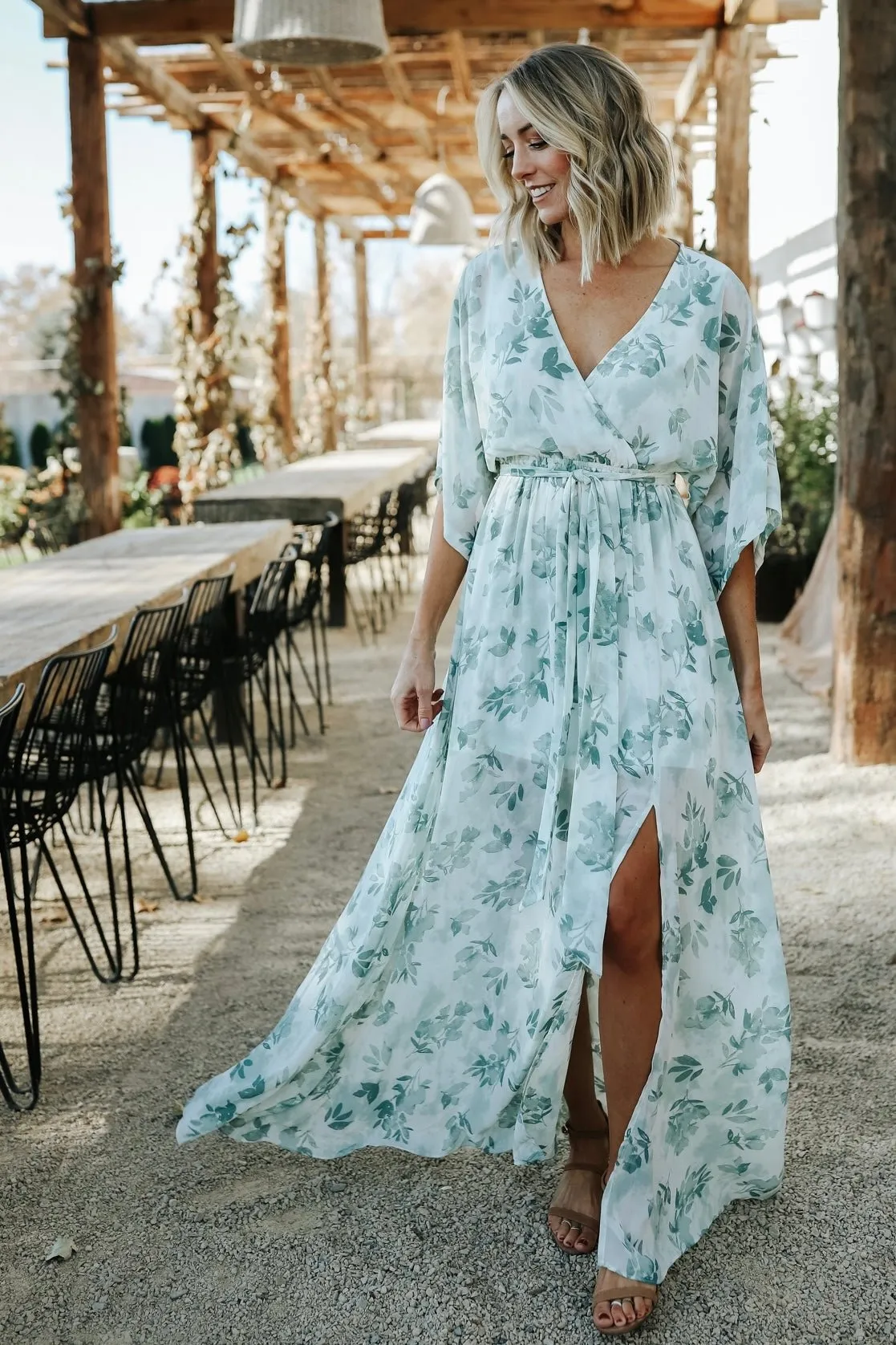 Kia Kimono Maxi Dress | Sage Floral sold by Baltic Born