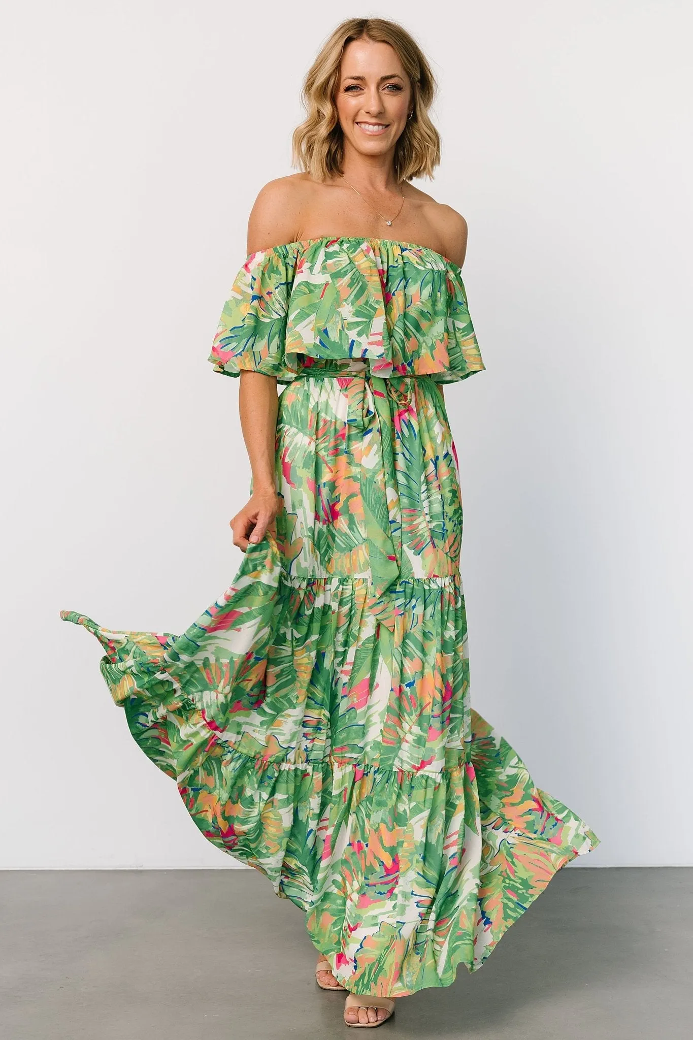 Sonoma Off Shoulder Maxi Dress | Green Multi sold by Baltic Born product image thumbnail 5