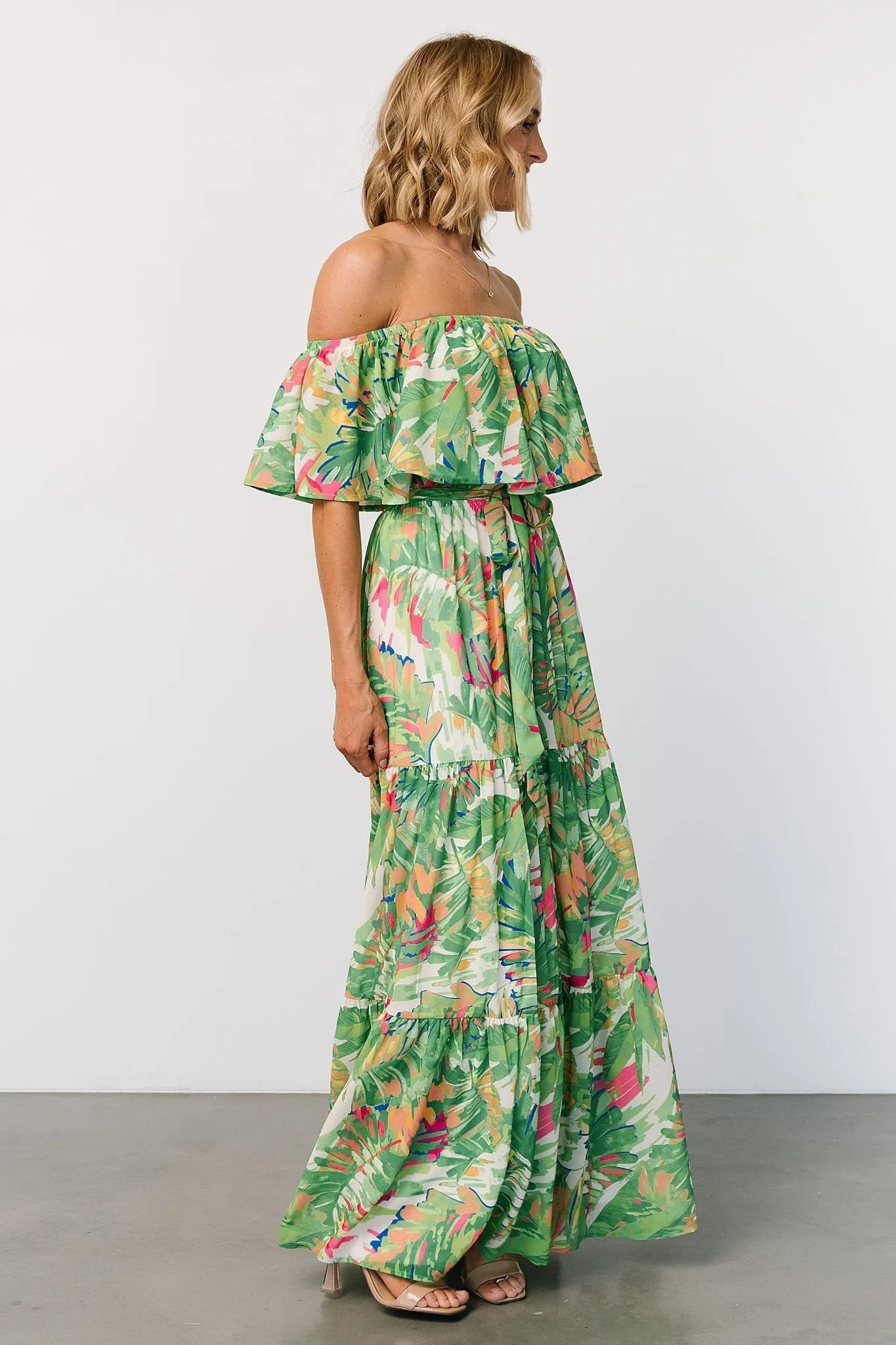 Sonoma Off Shoulder Maxi Dress | Green Multi sold by Baltic Born product image thumbnail 3