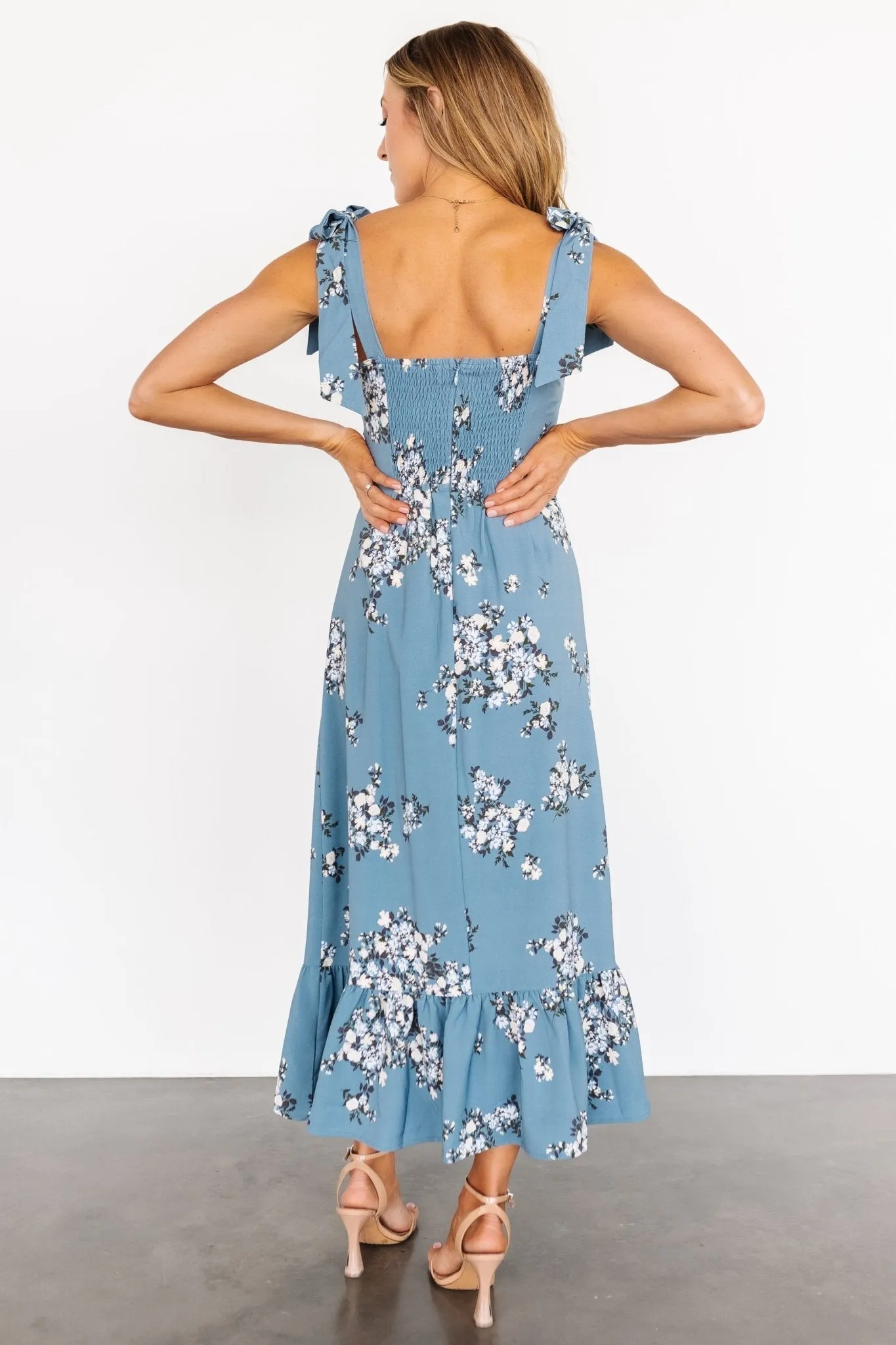 Krissy Midi Dress | Dusty Blue Floral sold by Baltic Born product image thumbnail 5