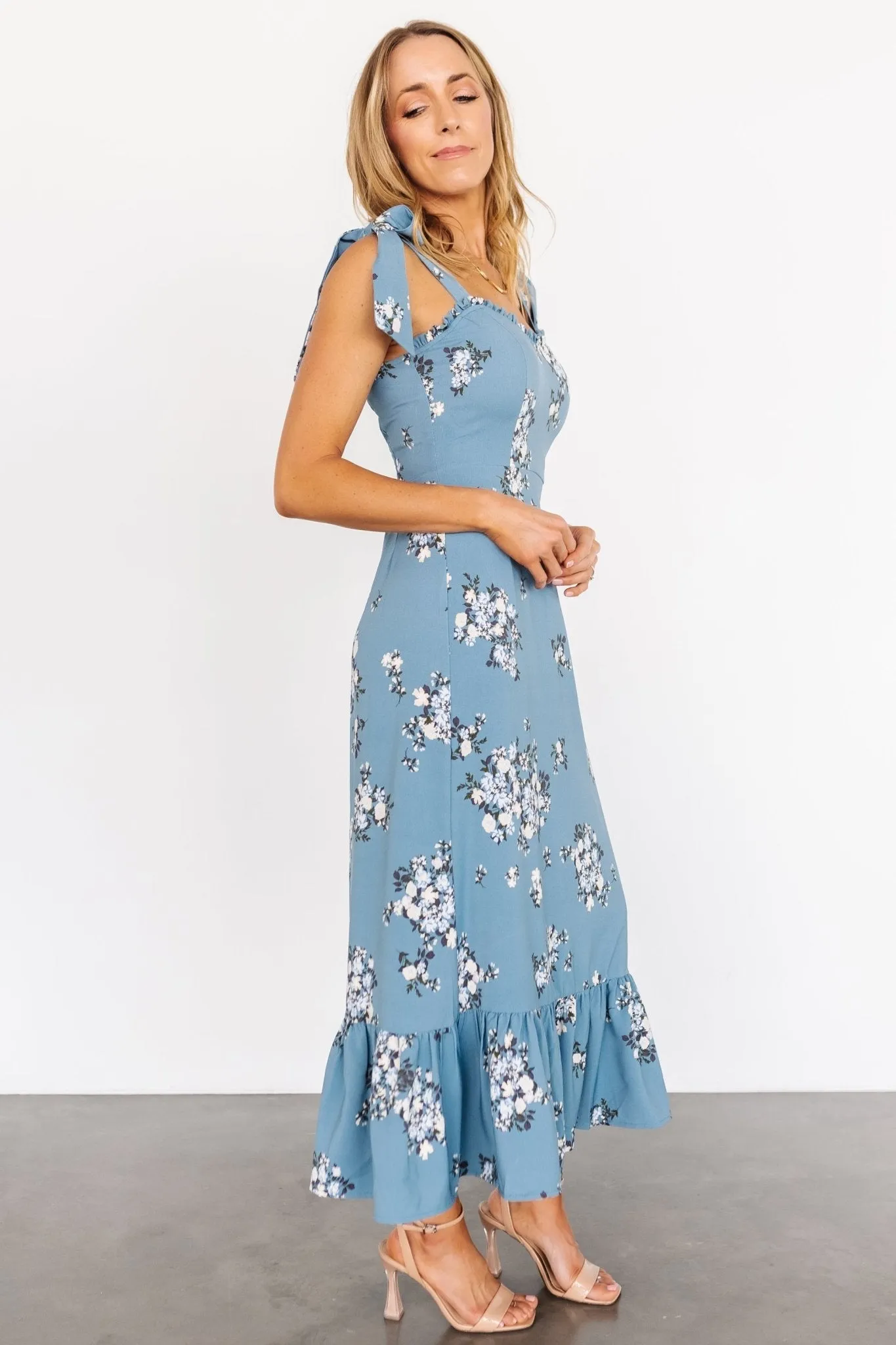 Krissy Midi Dress | Dusty Blue Floral sold by Baltic Born product image thumbnail 3