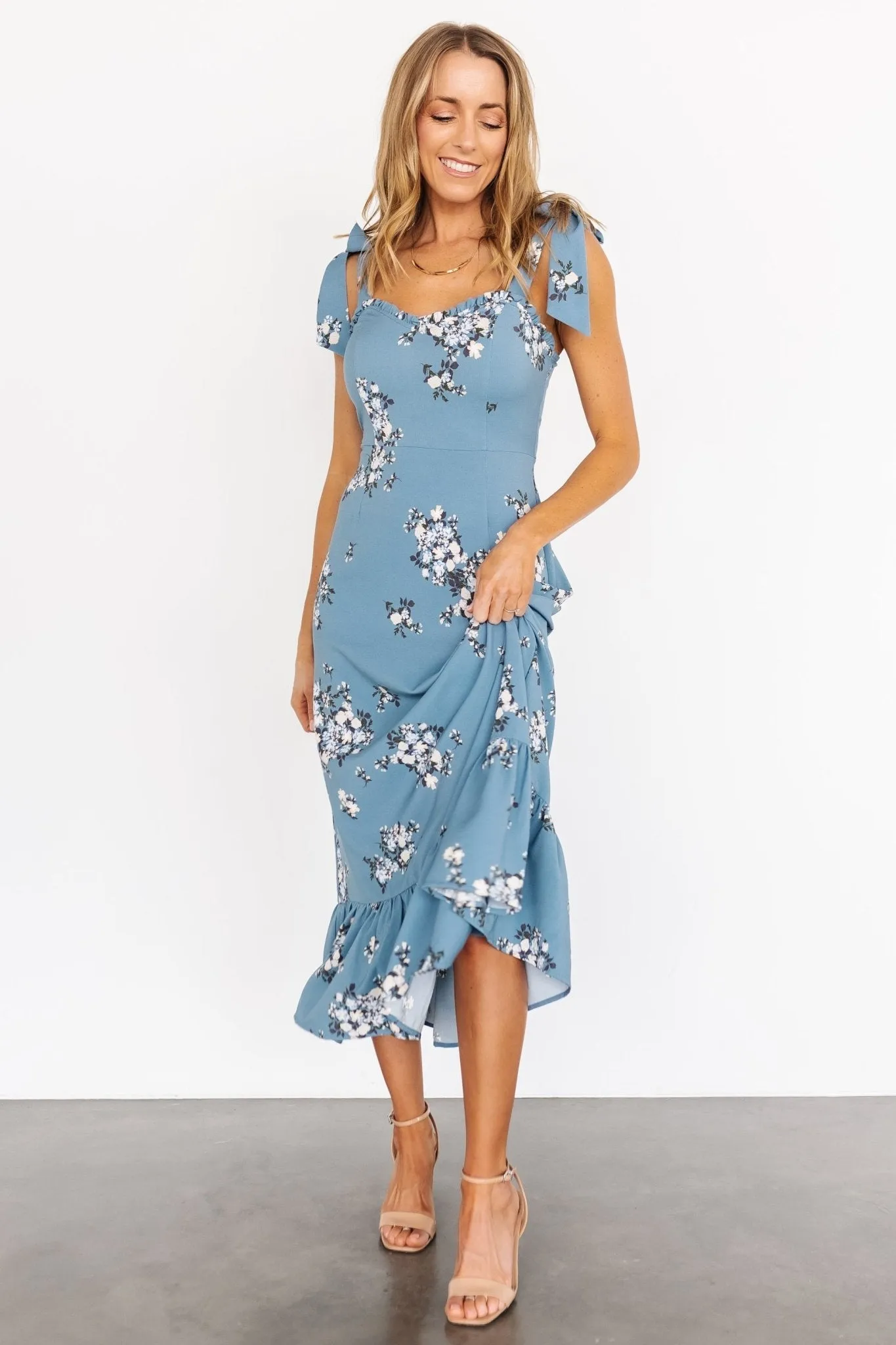 Krissy Midi Dress | Dusty Blue Floral sold by Baltic Born product image thumbnail 4