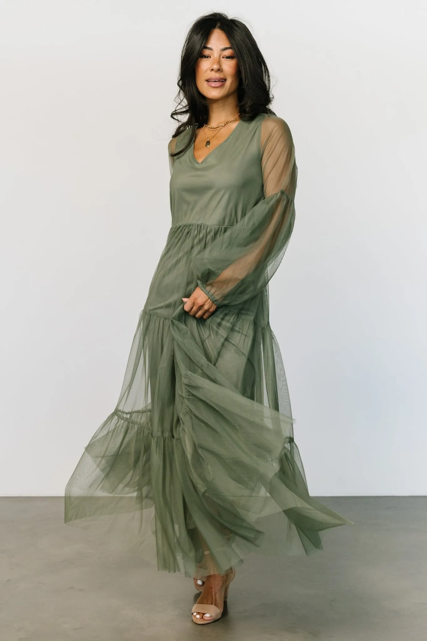 Hoffman Tulle Maxi Dress | Olive sold by Baltic Born product image thumbnail 3