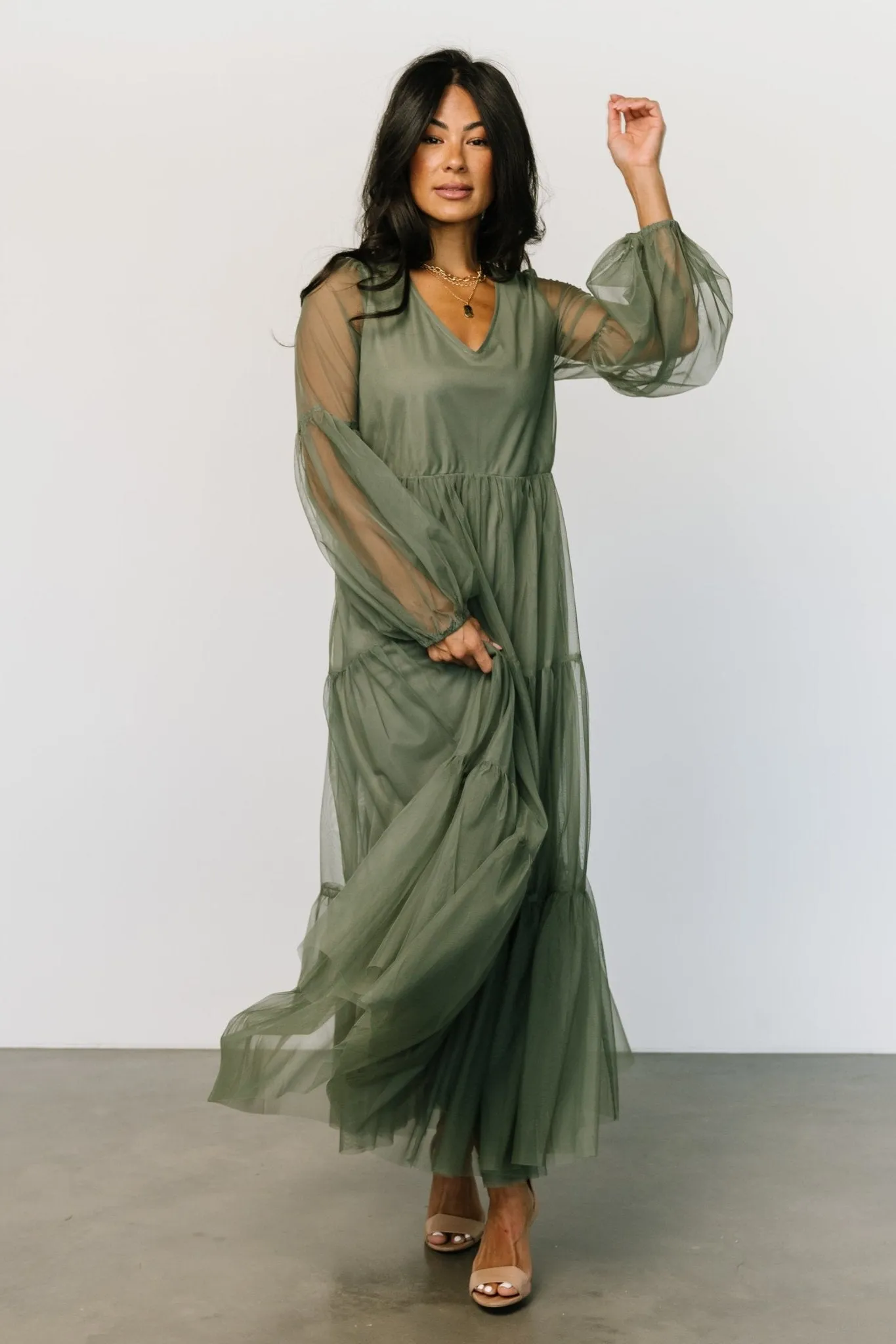 Hoffman Tulle Maxi Dress | Olive sold by Baltic Born product image thumbnail 4